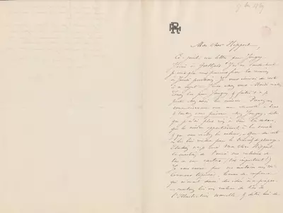 Lettre de Félicien Rops à [Théodore] Hippert. s.l., 1869/11/00. Bruxelles, Bibliothèque royale de Belgique, III/215/5/33