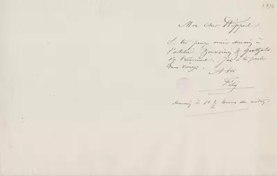 Lettre de Félicien Rops à [Théodore] Hippert. s.l., 1874/00/00. Bruxelles, Bibliothèque royale de Belgique, III/215/5/41