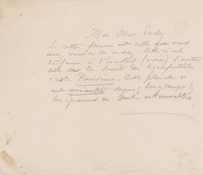 Lettre de Félicien Rops à [Léon] Evely. s.l., 0000/00/00. Bruxelles, Bibliothèque royale de Belgique, III/215/5/45