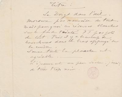 Lettre de Félicien Rops à [Léon?] [Evely?]. s.l., 0000/00/00. Bruxelles, Bibliothèque royale de Belgique, III/215/5/54
