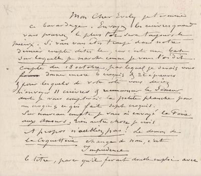 Lettre de Félicien Rops à [Léon] Evely. s.l., 0000/00/00. Bruxelles, Bibliothèque royale de Belgique, III/215/6/26