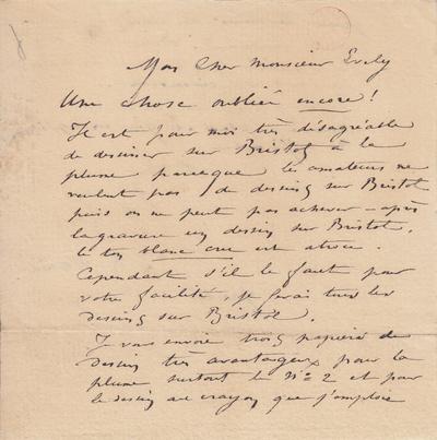 Lettre de Félicien Rops à [Léon] Evely. Paris, 0000/00/00. Bruxelles, Bibliothèque royale de Belgique, III/215/6/27