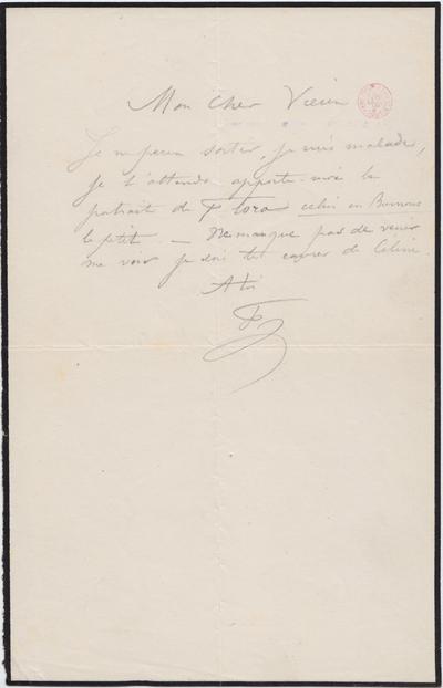 Lettre de Félicien Rops à Inconnu. s.l., 0000/00/00. Bruxelles, Bibliothèque royale de Belgique, III/215/6/40