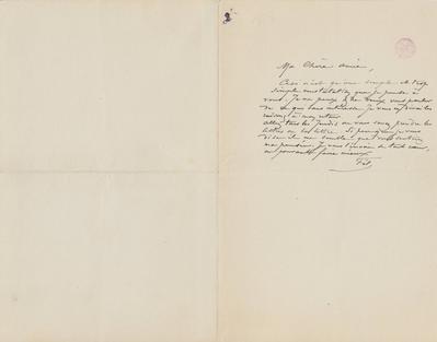 Lettre de Félicien Rops à Inconnue. s.l., 0000/00/00. Bruxelles, Bibliothèque royale de Belgique, III/215/7/6