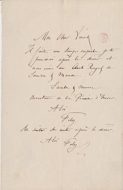 Lettre de Félicien Rops à Inconnu. s.l., 0000/00/00. Bruxelles, Bibliothèque royale de Belgique, III/215/8/5