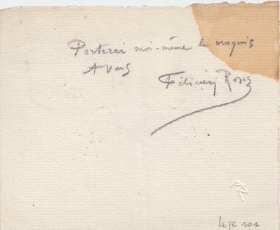 Lettre de Félicien Rops à Inconnu. s.l., 0000/00/00. Province de Namur, musée Félicien Rops, LEpr/101