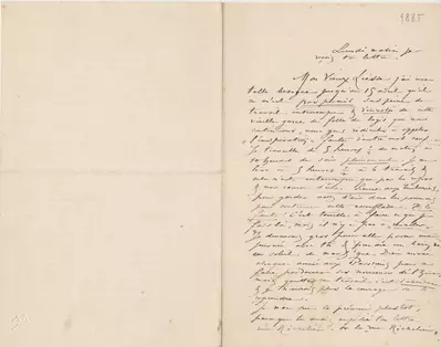 Lettre de Félicien Rops à [Henri] Liesse. [Paris], 1885/00/00. Province de Namur, musée Félicien Rops, LEpr/45
