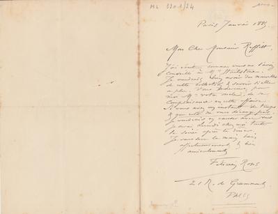 Lettre de Félicien Rops à [James] Reffitt[-Oldfield]. Paris, 1885/01/00. Bruxelles, Archives et Musée de la Littérature, ML/03201/0024