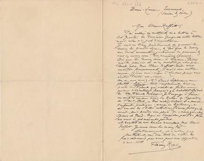 Lettre de Félicien Rops à [James] Reffitt[-Oldfield]. Corbeil-Essonnes, 0000/00/00. Bruxelles, Archives et Musée de la Littérature, ML/03201/0026