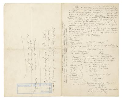 Lettre de Félicien Rops à [François] [Taelemans]. s.l., 1877/09/00. Bruxelles, Musées Royaux des Beaux-Arts de Belgique, MRBAB/AACB/003053