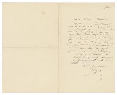 Lettre de Félicien Rops à [Alfred] [Prunaire]. s.l., 0000/00/00. Bruxelles, Musées Royaux des Beaux-Arts de Belgique, MRBAB/AACB/035670
