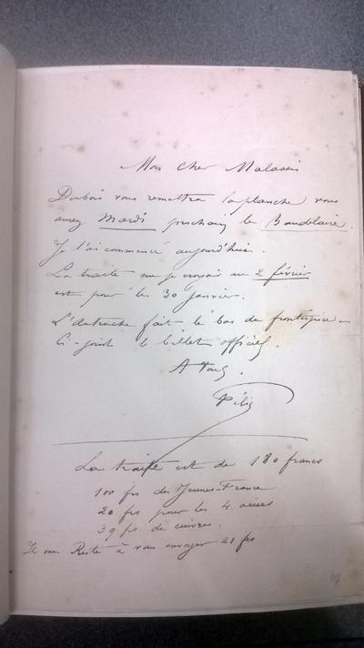 Lettre de Félicien Rops à [Auguste] Poulet-Malassis. s.l., 0000/00/00. Gand, Museum voor Schone Kunsten, MSKkwkast/16