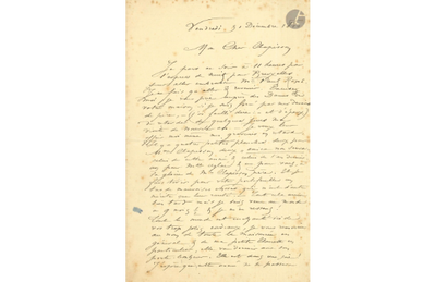 Lettre de Félicien Rops à [Léon] Clapisson, [Paris], 31 décembre 1880. Paris, Vente Ader du 20 mai 2026, Ader2026-19
